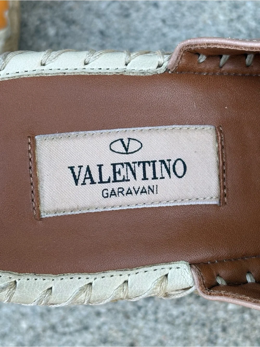 Valentino 1975 striped leather espadrille wedge sandals size 39